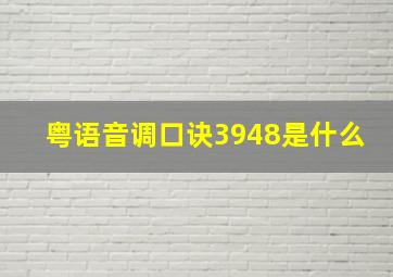 粤语音调口诀3948是什么