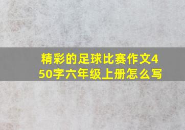 精彩的足球比赛作文450字六年级上册怎么写