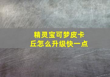 精灵宝可梦皮卡丘怎么升级快一点