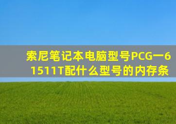 索尼笔记本电脑型号PCG一61511T配什么型号的内存条