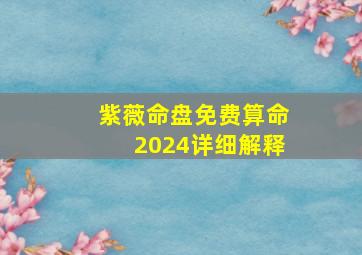 紫薇命盘免费算命2024详细解释