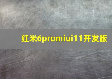 红米6promiui11开发版