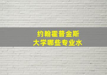 约翰霍普金斯大学哪些专业水