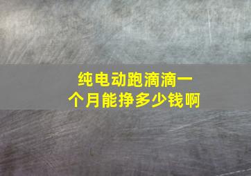 纯电动跑滴滴一个月能挣多少钱啊