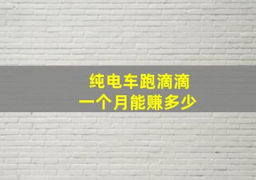 纯电车跑滴滴一个月能赚多少