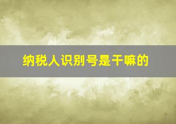 纳税人识别号是干嘛的