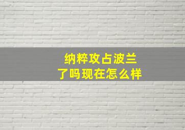 纳粹攻占波兰了吗现在怎么样