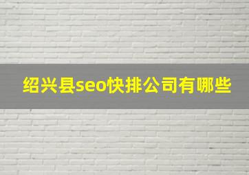 绍兴县seo快排公司有哪些