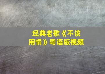 经典老歌《不该用情》粤语版视频