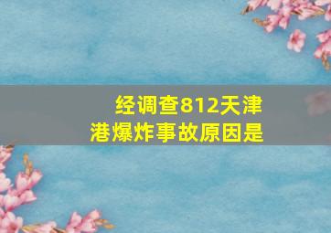 经调查812天津港爆炸事故原因是