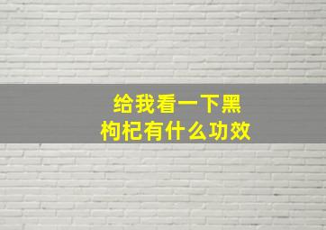 给我看一下黑枸杞有什么功效