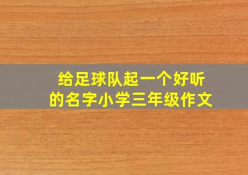 给足球队起一个好听的名字小学三年级作文