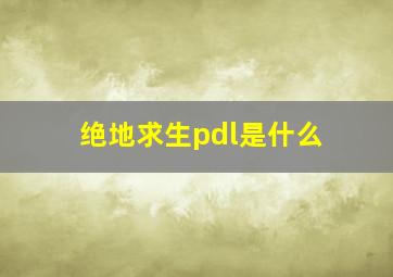 绝地求生pdl是什么