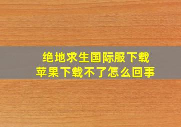 绝地求生国际服下载苹果下载不了怎么回事