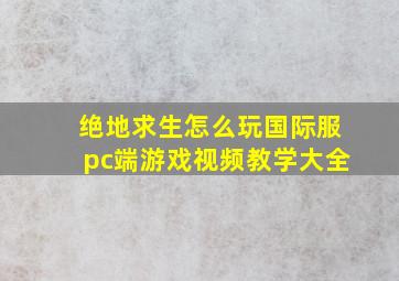 绝地求生怎么玩国际服pc端游戏视频教学大全