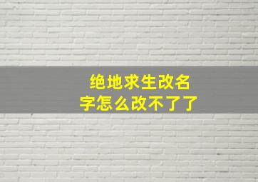 绝地求生改名字怎么改不了了