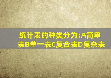 统计表的种类分为:A简单表B单一表C复合表D复杂表