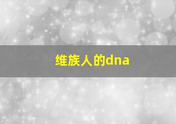 维族人的dna