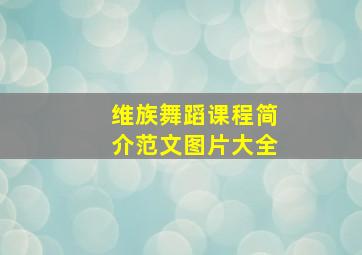 维族舞蹈课程简介范文图片大全