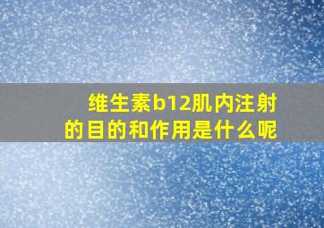 维生素b12肌内注射的目的和作用是什么呢