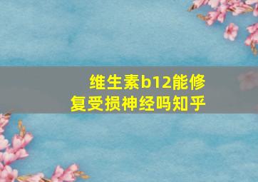 维生素b12能修复受损神经吗知乎