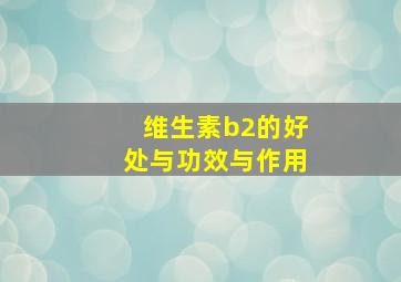 维生素b2的好处与功效与作用