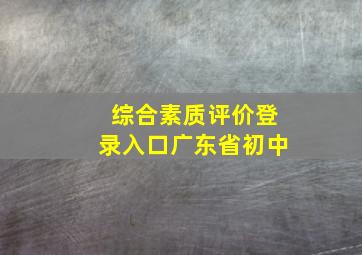 综合素质评价登录入口广东省初中