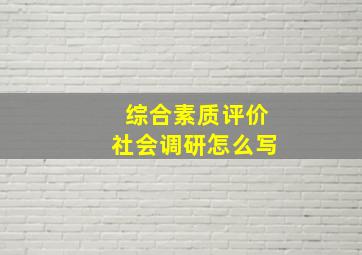 综合素质评价社会调研怎么写