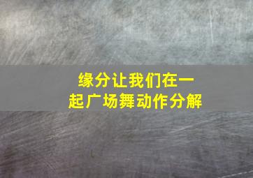 缘分让我们在一起广场舞动作分解