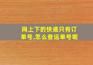 网上下的快递只有订单号,怎么查运单号呢