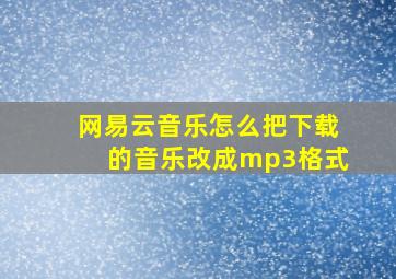 网易云音乐怎么把下载的音乐改成mp3格式