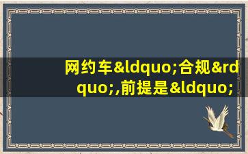 网约车“合规”,前提是“规矩合理”