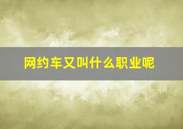 网约车又叫什么职业呢