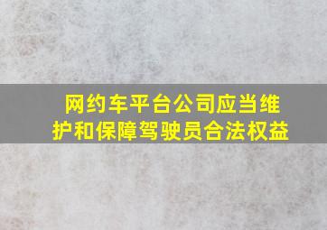 网约车平台公司应当维护和保障驾驶员合法权益