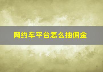 网约车平台怎么抽佣金