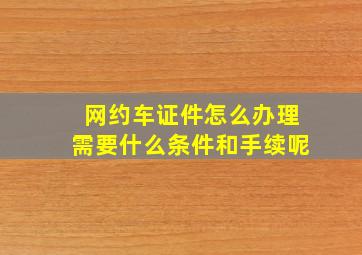 网约车证件怎么办理需要什么条件和手续呢