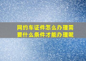 网约车证件怎么办理需要什么条件才能办理呢