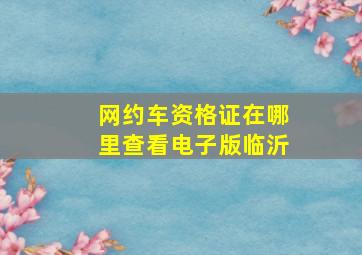 网约车资格证在哪里查看电子版临沂