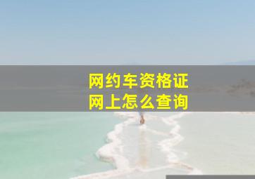 网约车资格证网上怎么查询