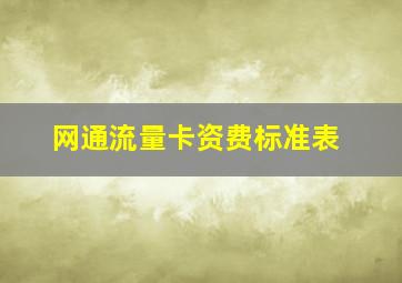 网通流量卡资费标准表