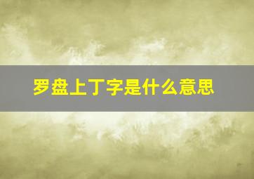 罗盘上丁字是什么意思