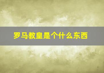 罗马教皇是个什么东西