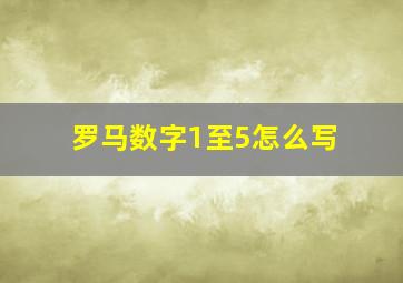 罗马数字1至5怎么写