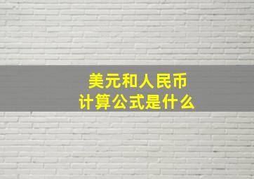 美元和人民币计算公式是什么