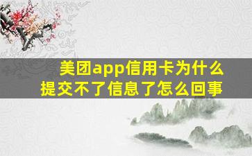 美团app信用卡为什么提交不了信息了怎么回事