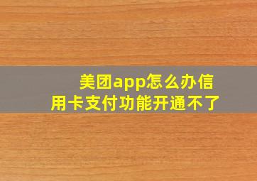 美团app怎么办信用卡支付功能开通不了