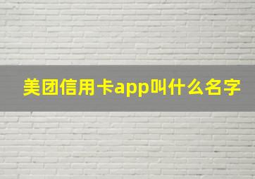 美团信用卡app叫什么名字