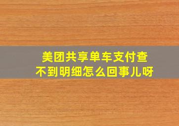 美团共享单车支付查不到明细怎么回事儿呀