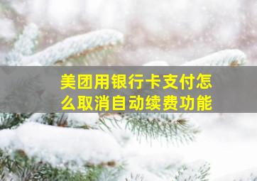 美团用银行卡支付怎么取消自动续费功能