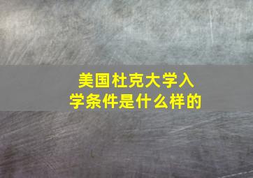 美国杜克大学入学条件是什么样的